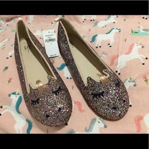 NWT Sparkled Unicorn ballet flats. Girls sz 4. Gap